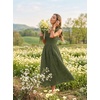MEROKEETY Women’s Summer Eyelet Square Neck Sundress 2026 Spring Sleeveless Flowy A Line Beach Vacation Long Maxi Dress(Armygreen)