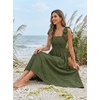 MEROKEETY Women’s Summer Eyelet Square Neck Sundress 2026 Spring Sleeveless Flowy A Line Beach Vacation Long Maxi Dress(Armygreen)