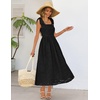 MEROKEETY Women’s Summer Eyelet Square Neck Sundress 2026 Spring Sleeveless Flowy A Line Beach Vacation Long Maxi Dress(Black)
