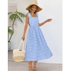 MEROKEETY Women’s Summer Eyelet Square Neck Sundress 2026 Spring Sleeveless Flowy A Line Beach Vacation Long Maxi Dress(Blue)