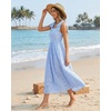 MEROKEETY Women’s Summer Eyelet Square Neck Sundress 2026 Spring Sleeveless Flowy A Line Beach Vacation Long Maxi Dress(Blue)