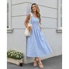 MEROKEETY Women’s Summer Eyelet Square Neck Sundress 2026 Spring Sleeveless Flowy A Line Beach Vacation Long Maxi Dress(Blue)