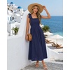 MEROKEETY Women’s Summer Eyelet Square Neck Sundress 2026 Spring Sleeveless Flowy A Line Beach Vacation Long Maxi Dress(Navy)