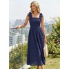 MEROKEETY Women’s Summer Eyelet Square Neck Sundress 2026 Spring Sleeveless Flowy A Line Beach Vacation Long Maxi Dress(Navy)