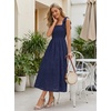MEROKEETY Women’s Summer Eyelet Square Neck Sundress 2026 Spring Sleeveless Flowy A Line Beach Vacation Long Maxi Dress(Navy)