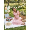 MEROKEETY Women’s Summer Eyelet Square Neck Sundress 2026 Spring Sleeveless Flowy A Line Beach Vacation Long Maxi Dress(Pink)