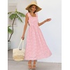 MEROKEETY Women’s Summer Eyelet Square Neck Sundress 2026 Spring Sleeveless Flowy A Line Beach Vacation Long Maxi Dress(Pink)