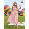 MEROKEETY Women’s Summer Eyelet Square Neck Sundress 2026 Spring Sleeveless Flowy A Line Beach Vacation Long Maxi Dress(Pink)