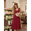 MEROKEETY Women’s Summer Eyelet Square Neck Sundress 2026 Spring Sleeveless Flowy A Line Beach Vacation Long Maxi Dress(Red)