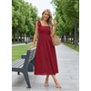MEROKEETY Women’s Summer Eyelet Square Neck Sundress 2026 Spring Sleeveless Flowy A Line Beach Vacation Long Maxi Dress(Red)