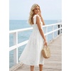 MEROKEETY Women’s Summer Eyelet Square Neck Sundress 2026 Spring Sleeveless Flowy A Line Beach Vacation Long Maxi Dress(White)