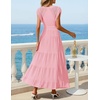 MEROKEETY Women’s Summer Sleeveless Fringe Dress A Line Pleated Midi Dress | Round Neck, Flowy Hem, Business Casual Outfits 2026, Strerchy Ribbed Knit, Wedding Guest Cocktail, Baby Shower(Pink)
