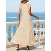 MEROKEETY Women’s Summer Sleeveless Fringe Dress A Line Pleated Midi Dress | Round Neck, Flowy Hem, Business Casual Outfits 2026, Strerchy Ribbed Knit, Wedding Guest Cocktail, Baby Shower(Apricot)