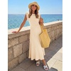 MEROKEETY Women’s Summer Sleeveless Fringe Dress A Line Pleated Midi Dress | Round Neck, Flowy Hem, Business Casual Outfits 2026, Strerchy Ribbed Knit, Wedding Guest Cocktail, Baby Shower(Apricot)
