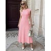 MEROKEETY Women’s Summer Sleeveless Fringe Dress A Line Pleated Midi Dress | Round Neck, Flowy Hem, Business Casual Outfits 2026, Strerchy Ribbed Knit, Wedding Guest Cocktail, Baby Shower(Pink)