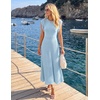 MEROKEETY Women’s Summer Sleeveless Fringe Dress A Line Pleated Midi Dress | Round Neck, Flowy Hem, Business Casual Outfits 2026, Strerchy Ribbed Knit, Wedding Guest Cocktail, Baby Shower(Blue)