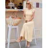 MEROKEETY Women’s Summer Sleeveless Fringe Dress A Line Pleated Midi Dress | Round Neck, Flowy Hem, Business Casual Outfits 2026, Strerchy Ribbed Knit, Wedding Guest Cocktail, Baby Shower(Apricot)