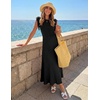 MEROKEETY Women’s Summer Sleeveless Fringe Dress A Line Pleated Midi Dress | Round Neck, Flowy Hem, Business Casual Outfits 2026, Strerchy Ribbed Knit, Wedding Guest Cocktail, Baby Shower(Black)