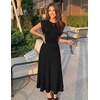 MEROKEETY Women’s Summer Sleeveless Fringe Dress A Line Pleated Midi Dress | Round Neck, Flowy Hem, Business Casual Outfits 2026, Strerchy Ribbed Knit, Wedding Guest Cocktail, Baby Shower(Black)