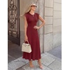 MEROKEETY Women’s Summer Sleeveless Fringe Dress A Line Pleated Midi Dress | Round Neck, Flowy Hem, Business Casual Outfits 2026, Strerchy Ribbed Knit, Wedding Guest Cocktail, Baby Shower(Wine)