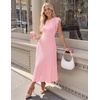 MEROKEETY Women’s Summer Sleeveless Fringe Dress A Line Pleated Midi Dress | Round Neck, Flowy Hem, Business Casual Outfits 2026, Strerchy Ribbed Knit, Wedding Guest Cocktail, Baby Shower(Pink)