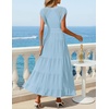 MEROKEETY Women’s Summer Sleeveless Fringe Dress A Line Pleated Midi Dress | Round Neck, Flowy Hem, Business Casual Outfits 2026, Strerchy Ribbed Knit, Wedding Guest Cocktail, Baby Shower(Blue)