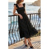 MEROKEETY Women’s Summer Sleeveless Smocked Floral Maxi Dress | Square Neck, Flowy Sundress, Ruffle Straps, Side Pockets, Boho Beach Vacation, Tiered Ruffle Hem, A Line, Long Dress(Black)