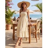 MEROKEETY Women’s Summer Sleeveless Smocked Floral Maxi Dress | Square Neck, Flowy Sundress, Ruffle Straps, Side Pockets, Boho Beach Vacation, Tiered Ruffle Hem, A Line, Long Dress(Apricot)