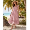 MEROKEETY Women’s Summer Sleeveless Smocked Floral Maxi Dress | Square Neck, Flowy Sundress, Ruffle Straps, Side Pockets, Boho Beach Vacation, Tiered Ruffle Hem, A Line, Long Dress(Pink)