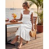 MEROKEETY Women’s Summer Sleeveless Smocked Floral Maxi Dress | Square Neck, Flowy Sundress, Ruffle Straps, Side Pockets, Boho Beach Vacation, Tiered Ruffle Hem, A Line, Long Dress(White)