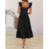 MEROKEETY Women’s Summer Sleeveless Smocked Floral Maxi Dress | Square Neck, Flowy Sundress, Ruffle Straps, Side Pockets, Boho Beach Vacation, Tiered Ruffle Hem, A Line, Long Dress(Black)