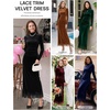 MEROKEETY Women’s Velvet Lace Wedding Guest Cocktail Maxi Dress | Long Sleeve, Mock Neck, Ruched Waist, Elegant Fall Dress 2026, Back Slit, Zipper, Formal Maxi Dress, Slimming Fit, Date Night(Black)