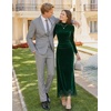 MEROKEETY Women’s Velvet Lace Wedding Guest Cocktail Maxi Dress | Long Sleeve, Mock Neck, Ruched Waist, Elegant Fall Dress 2026, Back Slit, Zipper, Formal Maxi Dress, Slimming Fit, Date Night(Darkgreen)
