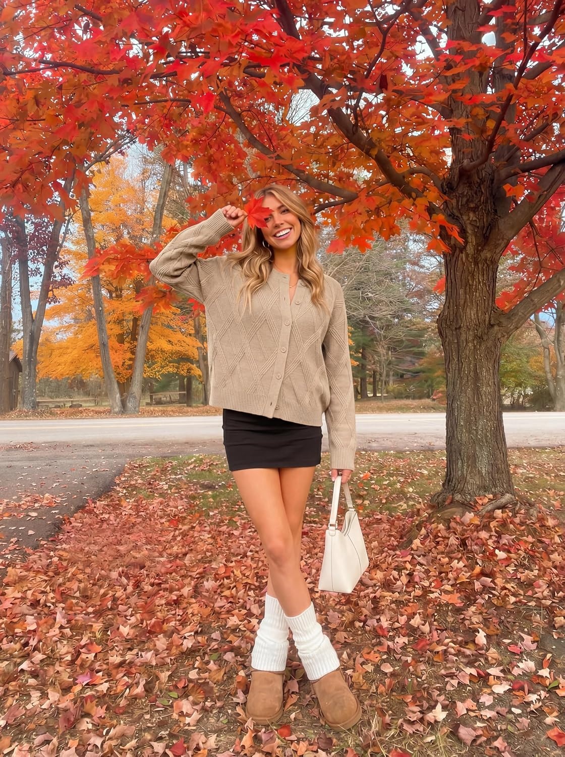image:imageMEROKEETY Womens Cable Knit Cardigan Sweaters Trendy Fall Sweater 2026 Long Lantern Sleeve Button Up Cardigans Ribbed Hem Dropped Shoulder Stretchy Knit Cute Open Front Coats Winter ClothesSand