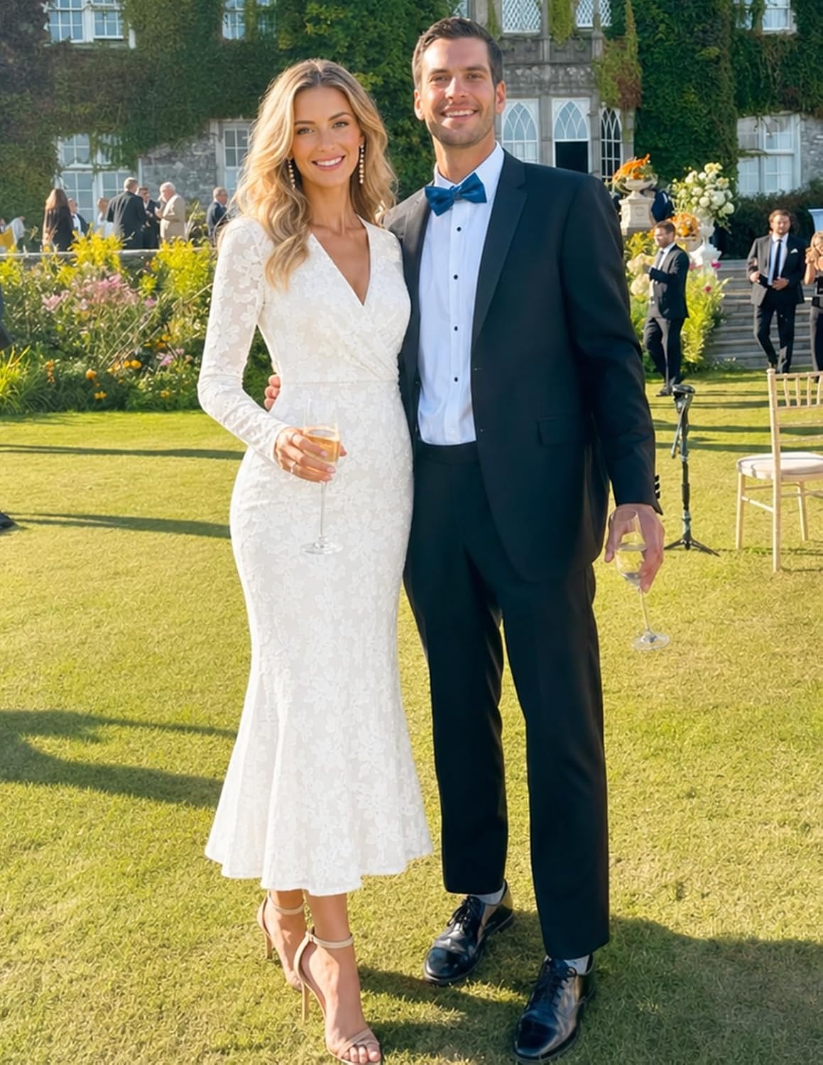 image:imageMEROKEETY Womens Fall Long Sleeve Wrap V Neck Floral Maxi Dress 2026 Snap Button Slim Fit Ruched Waist Bodycon Ruffle Hem Lined Wedding Guest Cocktail Party Formal Winter Long DressesWhite