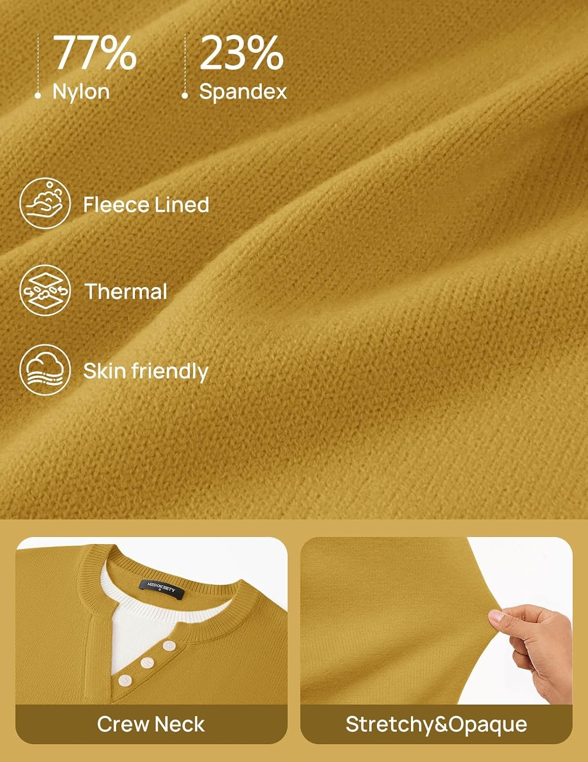 image:imageMEROKEETY Womens Fall Oversized Pullover Sweater Layered Neck Henley Tops Crew Neck Buttoned V Neck 2 in 1 2026 Winter Long Sleeves Color Block Soft Warm Ribbed Hem Stylish Trendy FashionTurmeric