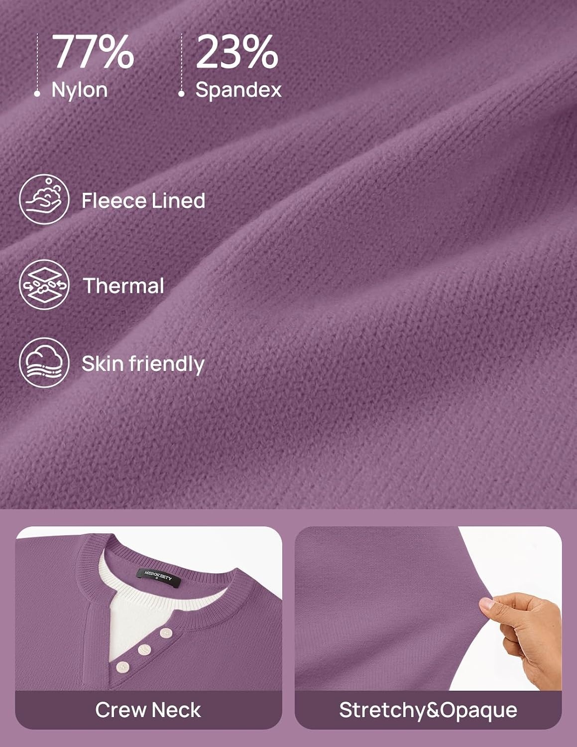 image:imageMEROKEETY Womens Fall Oversized Pullover Sweater Layered Neck Henley Tops Crew Neck Buttoned V Neck 2 in 1 2026 Winter Long Sleeves Color Block Soft Warm Ribbed Hem Stylish Trendy FashionPurple