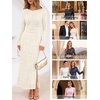 MEROKEETY Formal Fall Long Sleeve Sequin Bodycon Maxi Dress Women 2026 Gown | Sparkly, Fancy Jacquard Mesh, Lined, Side Slit, Lace-like, Cocktail Party, Dinner, Evening, Holiday, Wedding Guest Long Dress(Apricot)