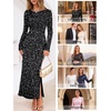 MEROKEETY Formal Fall Long Sleeve Sequin Bodycon Maxi Dress Women 2026 Gown | Sparkly, Fancy Jacquard Mesh, Lined, Side Slit, Lace-like, Cocktail Party, Dinner, Evening, Holiday, Wedding Guest Long Dress(Black)