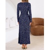 MEROKEETY Formal Fall Long Sleeve Sequin Bodycon Maxi Dress Women 2026 Gown | Sparkly, Fancy Jacquard Mesh, Lined, Side Slit, Lace-like, Cocktail Party, Dinner, Evening, Holiday, Wedding Guest Long Dress(Navy)