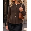 MEROKEETY Long Sleeve Fitted Waist Cardigan Sweaters for Women 2026 Fall | Crew Neck, Button Down, Open Front, Flattering Peplum Hem, Business Casual Cardigan, Soft Sweater, Winter Trendy Outfits(Coffee)