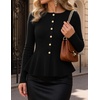MEROKEETY Long Sleeve Fitted Waist Cardigan Sweaters for Women 2026 Fall | Crew Neck, Button Down, Open Front, Flattering Peplum Hem, Business Casual Cardigan, Soft Sweater, Winter Trendy Outfits(Black)
