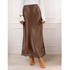 MEROKEETY Women’s 2026 Fashion Satin Lace Trim Business Casual Maxi Skirts | Silk Skirt, Mermaid Fishtail, Elastic High Waist, Flowy Long Skirt, Elegant Classy, Dressy Casual, Fall Trendy Outfits(Coffee)
