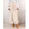 MEROKEETY Women’s 2026 Fashion Satin Lace Trim Business Casual Maxi Skirts | Silk Skirt, Mermaid Fishtail, Elastic High Waist, Flowy Long Skirt, Elegant Classy, Dressy Casual, Fall Trendy Outfits(Champagne)
