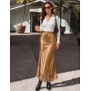 MEROKEETY Women’s 2026 Fashion Satin Lace Trim Business Casual Maxi Skirts | Silk Skirt, Mermaid Fishtail, Elastic High Waist, Flowy Long Skirt, Elegant Classy, Dressy Casual, Fall Trendy Outfits(Brown)