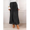 MEROKEETY Women’s 2026 Fashion Satin Lace Trim Business Casual Maxi Skirts | Silk Skirt, Mermaid Fishtail, Elastic High Waist, Flowy Long Skirt, Elegant Classy, Dressy Casual, Fall Trendy Outfits(Black)