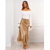 MEROKEETY Women’s 2026 Fashion Satin Lace Trim Business Casual Maxi Skirts | Silk Skirt, Mermaid Fishtail, Elastic High Waist, Flowy Long Skirt, Elegant Classy, Dressy Casual, Fall Trendy Outfits(Brown)