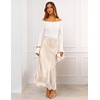 MEROKEETY Women’s 2026 Fashion Satin Lace Trim Business Casual Maxi Skirts | Silk Skirt, Mermaid Fishtail, Elastic High Waist, Flowy Long Skirt, Elegant Classy, Dressy Casual, Fall Trendy Outfits(Champagne)