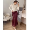 MEROKEETY Women’s 2026 Fashion Satin Lace Trim Business Casual Maxi Skirts | Silk Skirt, Mermaid Fishtail, Elastic High Waist, Flowy Long Skirt, Elegant Classy, Dressy Casual, Fall Trendy Outfits(Wine)