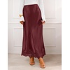 MEROKEETY Women’s 2026 Fashion Satin Lace Trim Business Casual Maxi Skirts | Silk Skirt, Mermaid Fishtail, Elastic High Waist, Flowy Long Skirt, Elegant Classy, Dressy Casual, Fall Trendy Outfits(Wine)